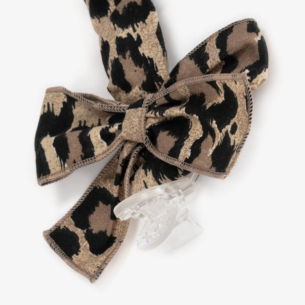 Phi Clothing-Girls Beige Leopard Pacifier Clip | Childrensalon Outlet
