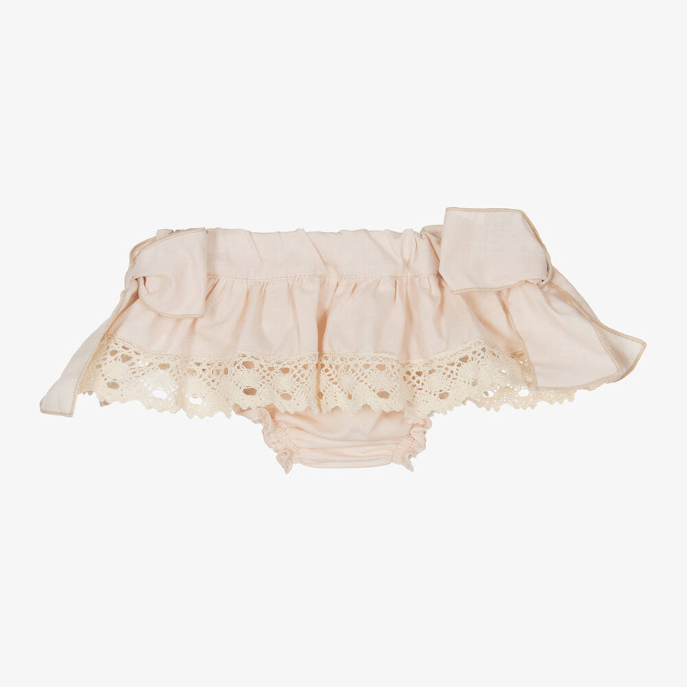 Phi Clothing-Girls Beige Linen & Cotton Bloomer Shorts | Childrensalon Outlet