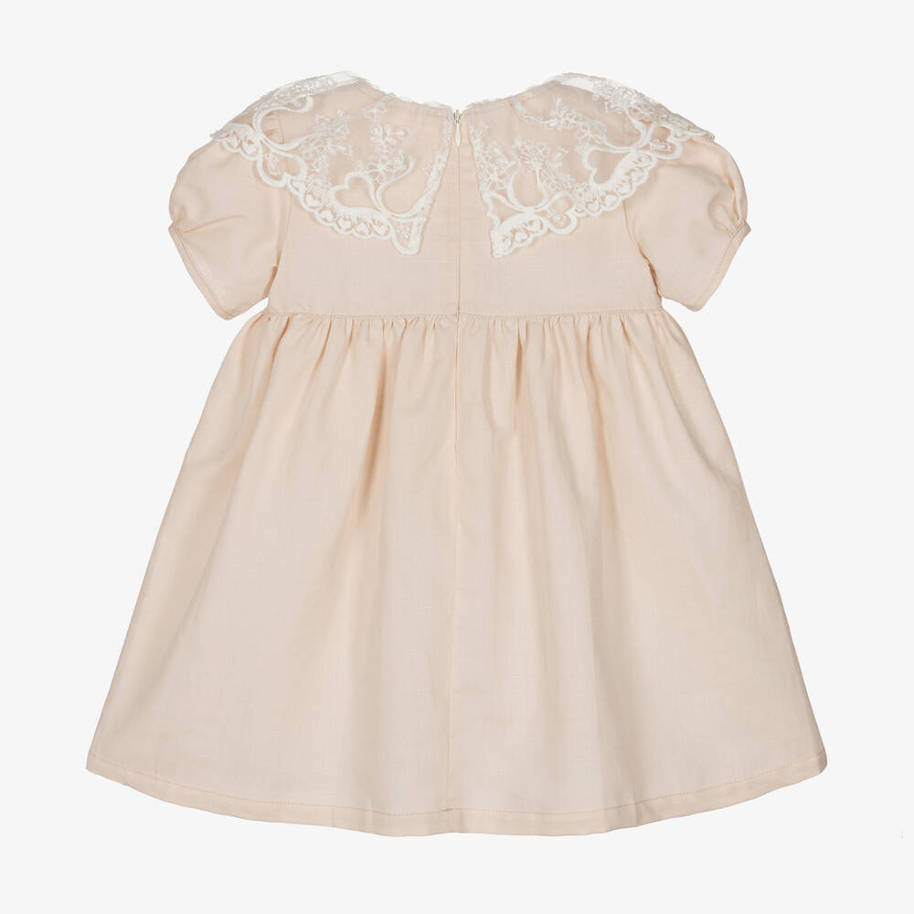 Phi Clothing-Girls Beige Linen & Cotton Dress | Childrensalon Outlet