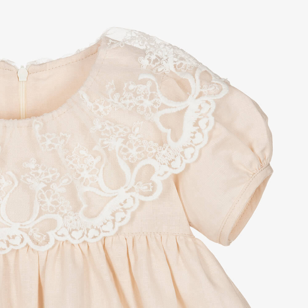 Phi Clothing-Girls Beige Linen & Cotton Dress | Childrensalon Outlet