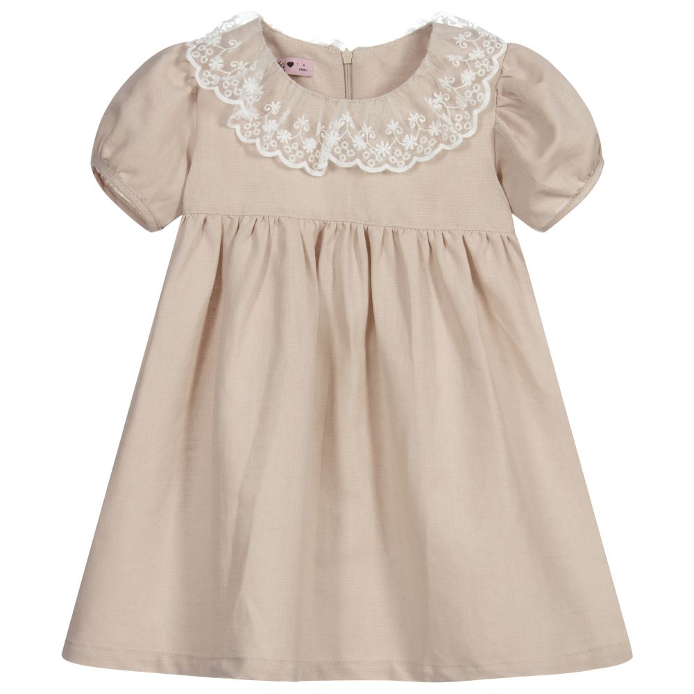 Phi Clothing - Robe beige en lin Fille | Childrensalon