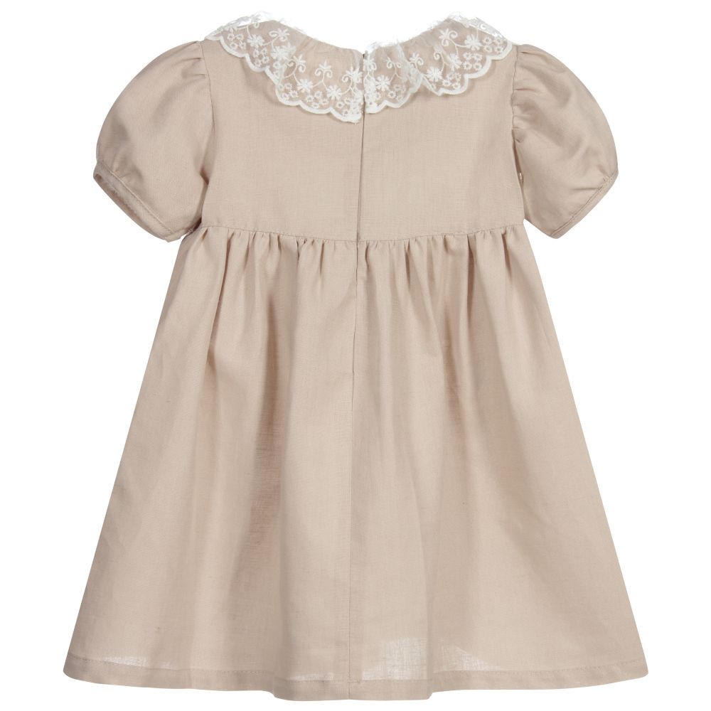 Phi Clothing-Girls Beige Linen Dress | Childrensalon Outlet