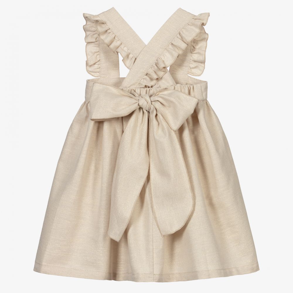 Phi Clothing - Girls Beige Pinafore Dress | Childrensalon Outlet