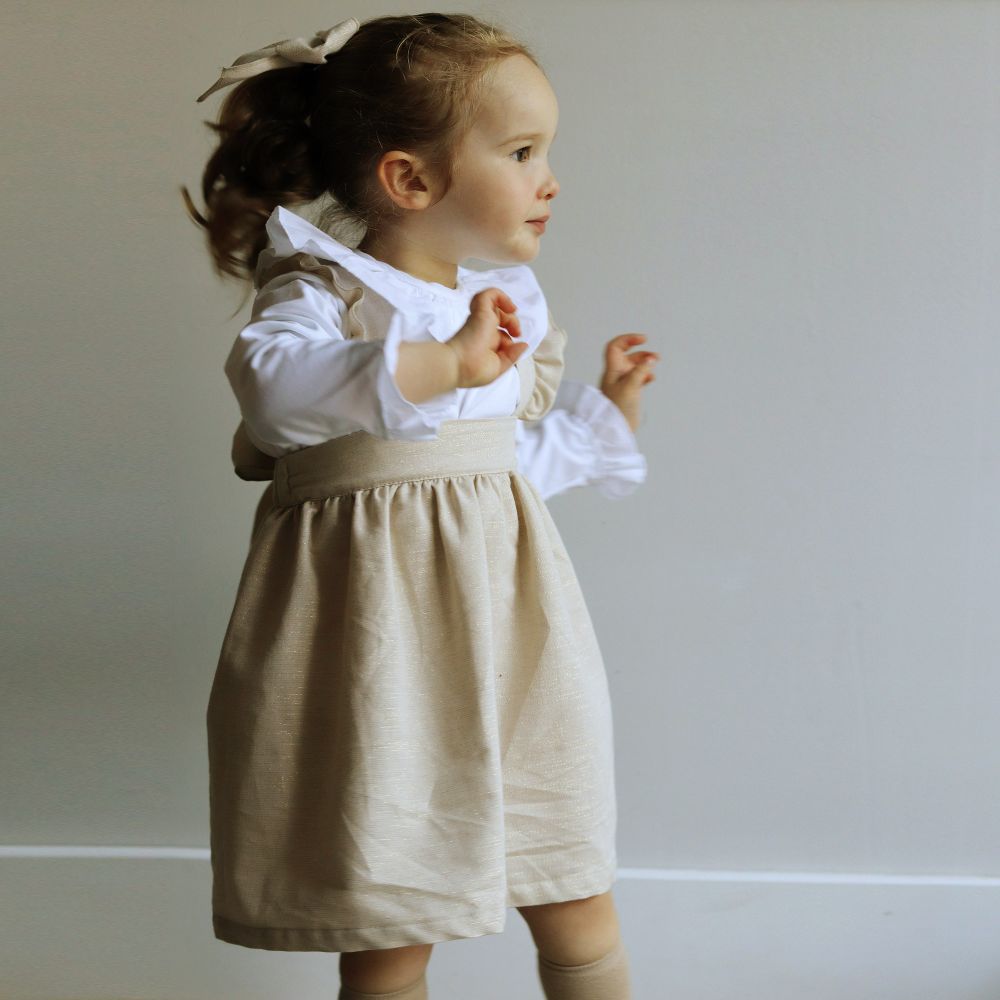 Phi Clothing - Girls Beige Pinafore Dress | Childrensalon Outlet