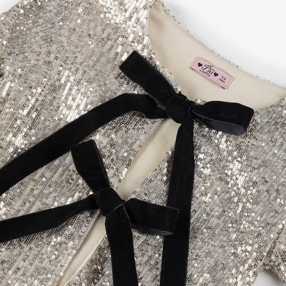 Phi Clothing-Блестящий бежевый комплект брюк для девочек | Childrensalon Outlet