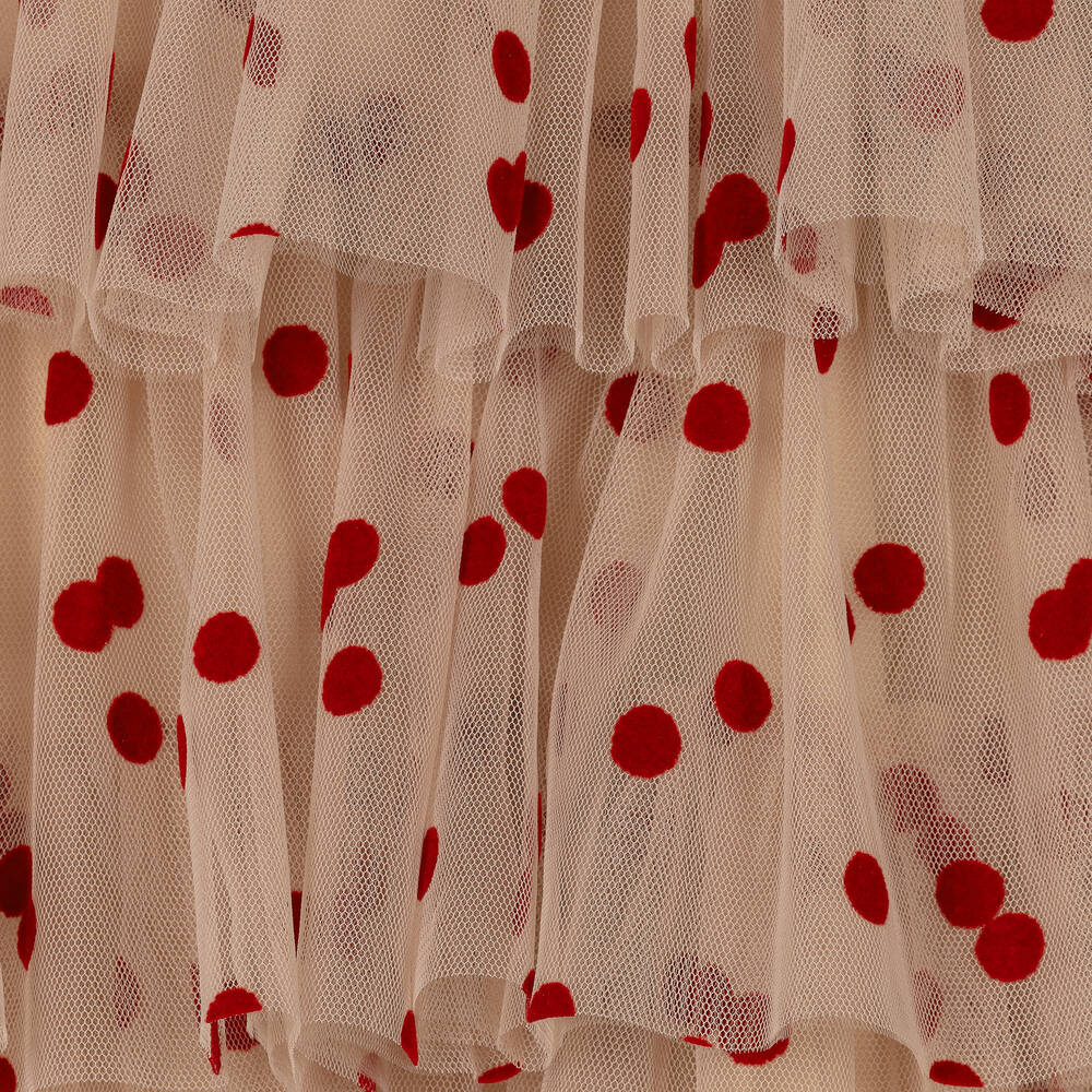 Phi Clothing-Girls Beige Tulle Polka Dot Skirt | Childrensalon Outlet