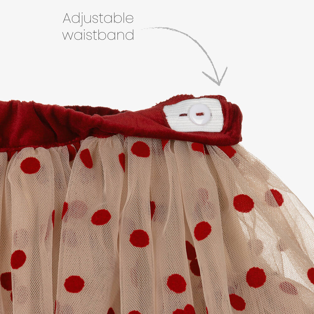 Phi Clothing-Girls Beige Tulle Polka Dot Skirt | Childrensalon Outlet