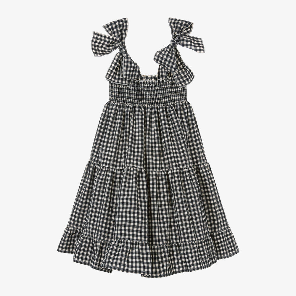 Phi Clothing-Girls Black Cotton Gingham Dress | Childrensalon Outlet