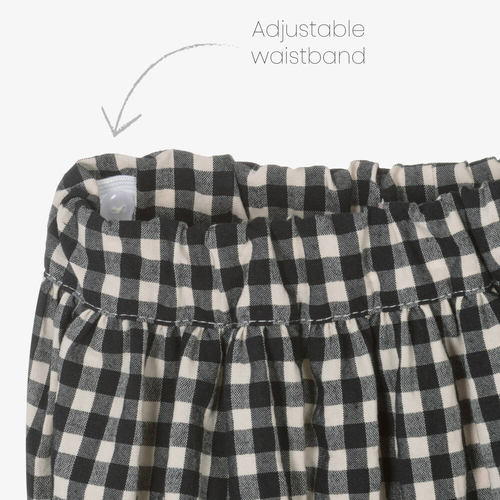 Phi Clothing-Girls Black Cotton Gingham Skirt Set | Childrensalon Outlet