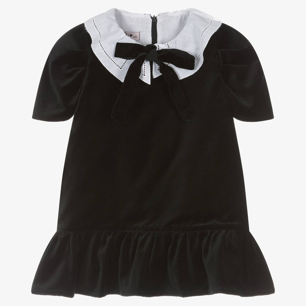 Phi Clothing - Schwarzes Kleid aus Baumwollsamt | Childrensalon