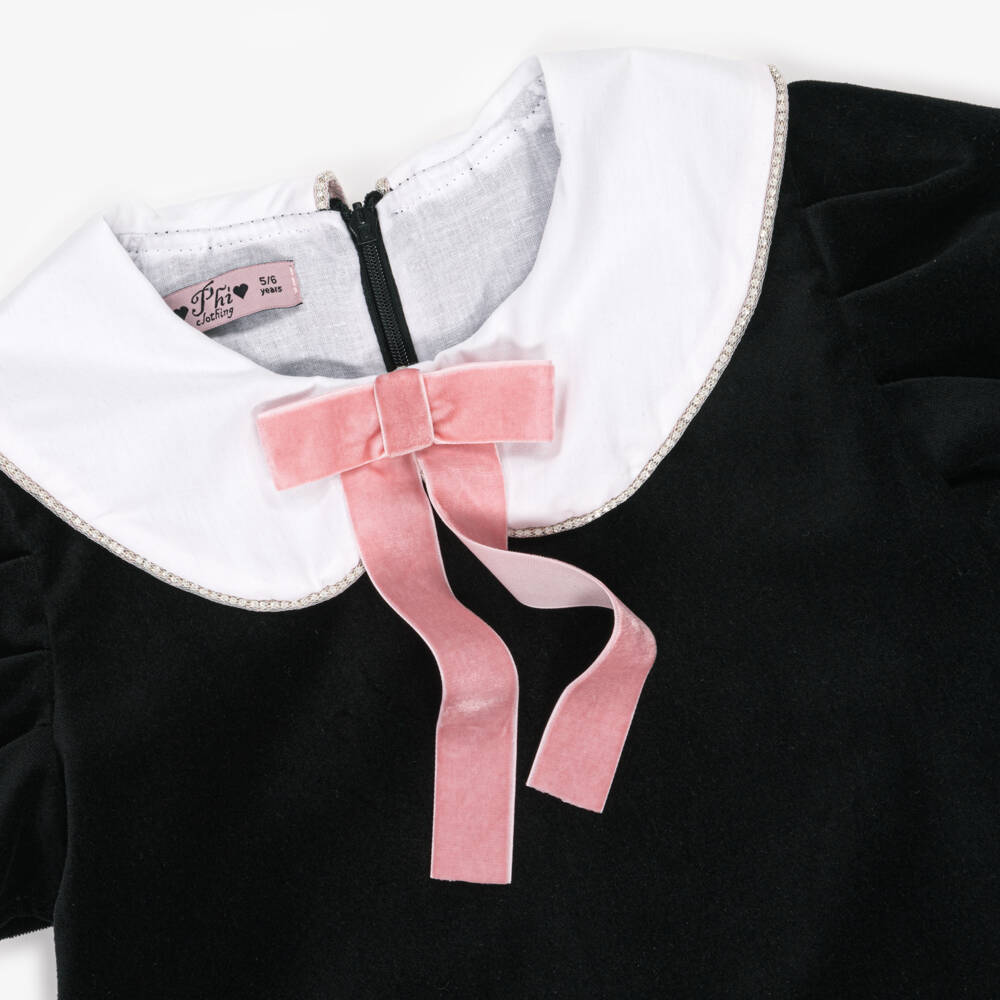 Phi Clothing-فستان مخملي للبنات بياقة براقة | Childrensalon Outlet