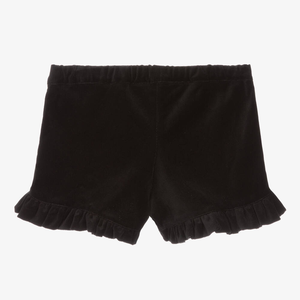 Phi Clothing - Girls Black Cotton Velvet Shorts | Childrensalon