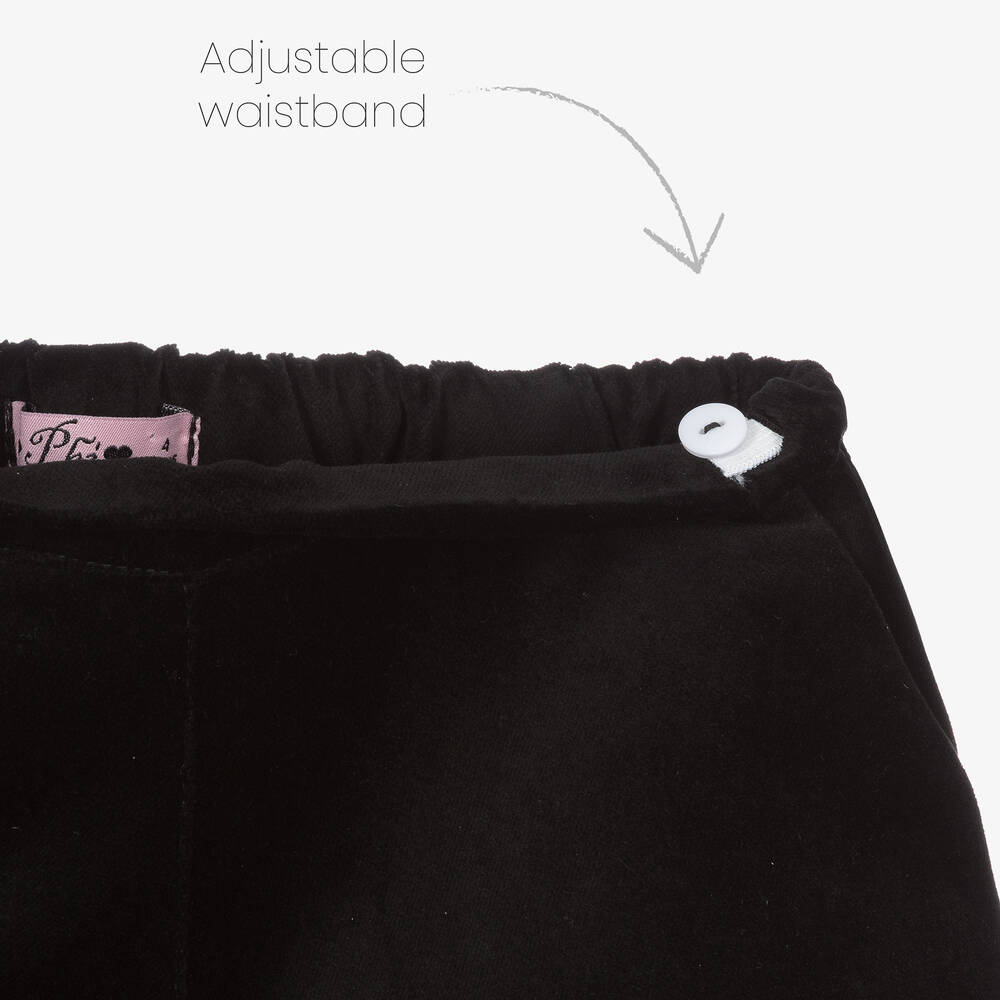 Phi Clothing-Girls Black Cotton Velvet Shorts | Childrensalon Outlet