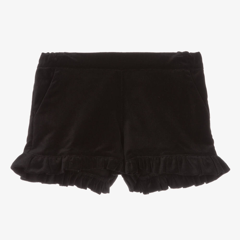Phi Clothing-Girls Black Cotton Velvet Shorts | Childrensalon Outlet