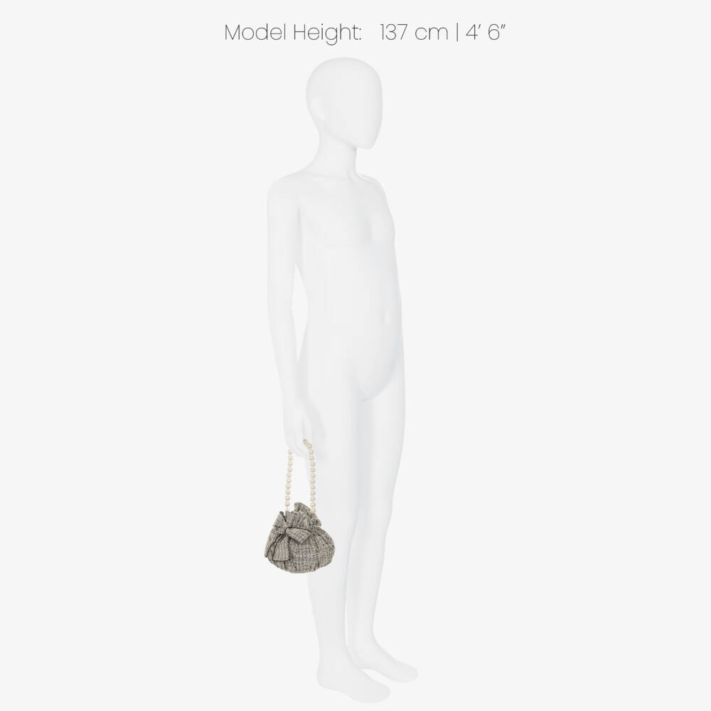 Phi Clothing-Girls Black & Ivory Tweed Handbag (26cm) | Childrensalon Outlet