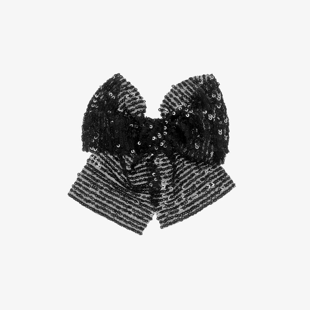 Phi Clothing-Girls Black Sequin Bow Clip (15cm) | Childrensalon Outlet