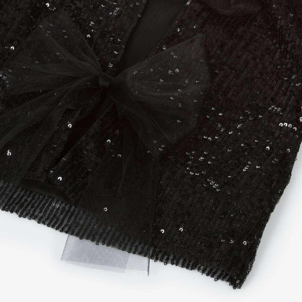 Phi Clothing-Girls Black Sequin Tie Jacket | Childrensalon Outlet
