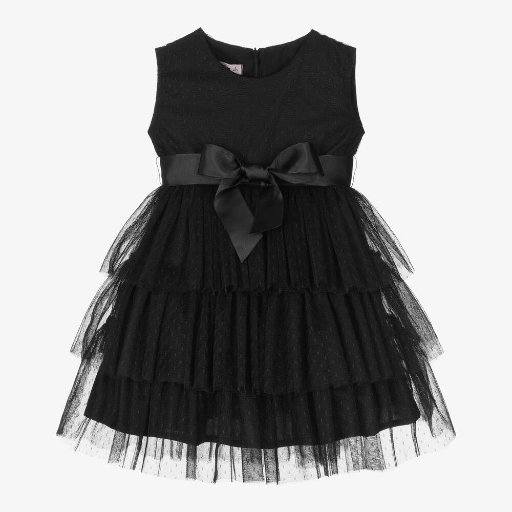 Phi Clothing-فستان تول بطبقات لون أسود | Childrensalon Outlet