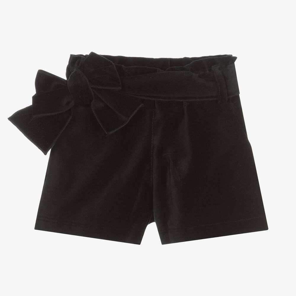 Phi Clothing - Girls Black Velour Shorts | Childrensalon