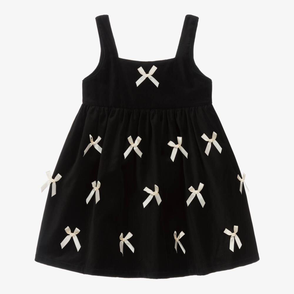 Phi Clothing-Girls Black Velvet Bow Dress | Childrensalon Outlet