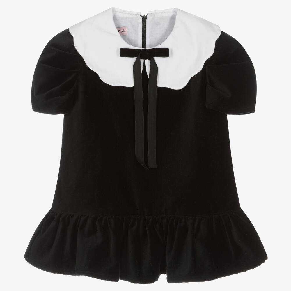Phi Clothing - Schwarzes Samtkleid für Mädchen | Childrensalon