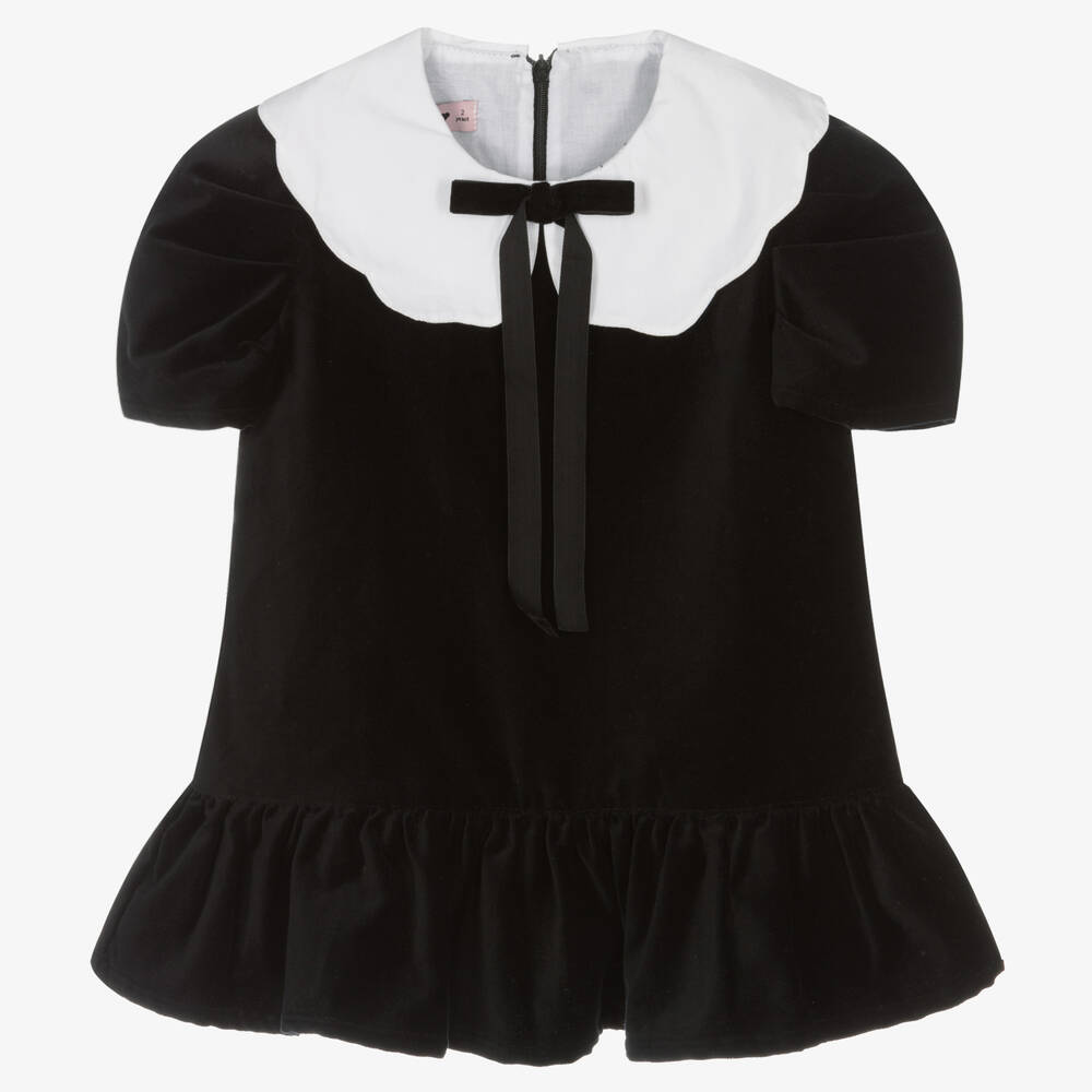 Phi Clothing - Robe noire en velours fille | Childrensalon