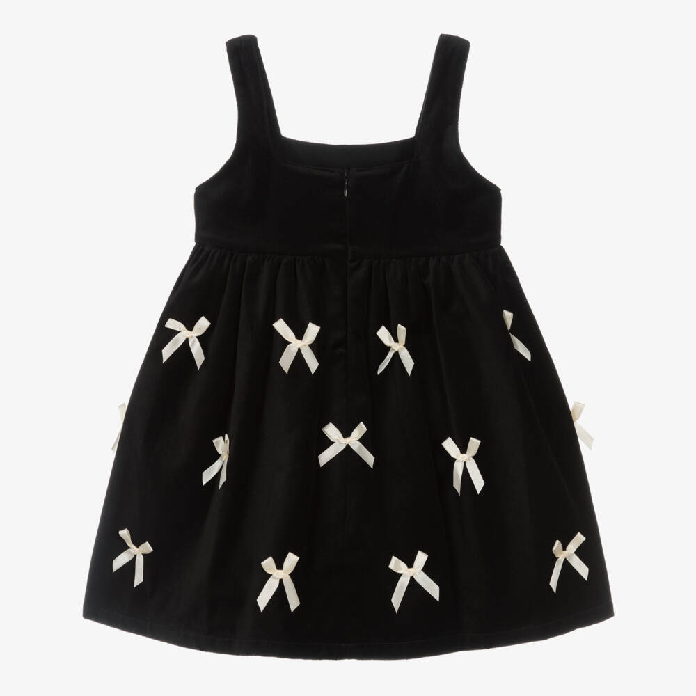Phi Clothing-فستان مخملي أسود للبنات مع فيونكة | Childrensalon Outlet