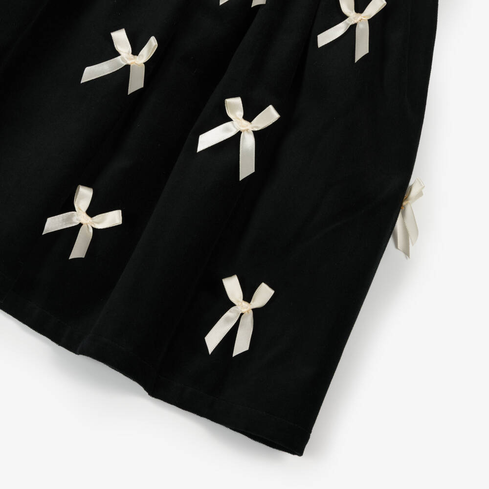 Phi Clothing-فستان مخملي أسود للبنات مع فيونكة | Childrensalon Outlet