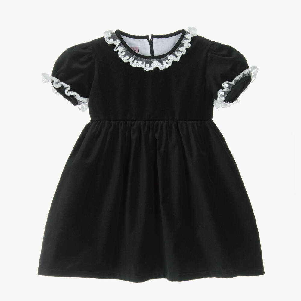 Phi Clothing-فستان مخملي للبنات بتطريز دانتيل | Childrensalon Outlet