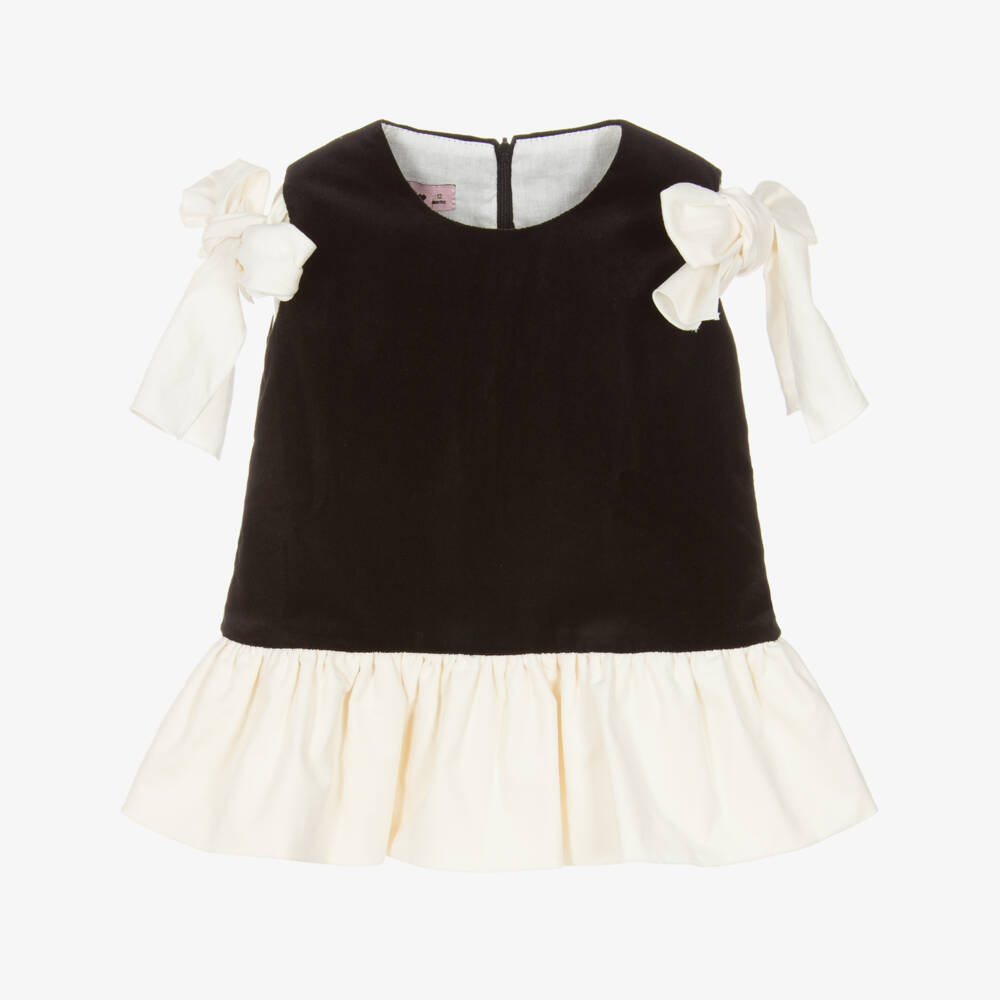 Phi Clothing-Girls Black Velvet Ruffle Dress | Childrensalon Outlet