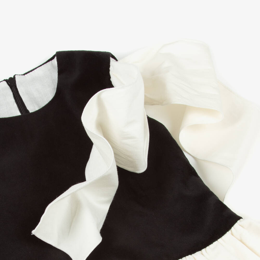 Phi Clothing-Girls Black Velvet Ruffle Dress | Childrensalon Outlet