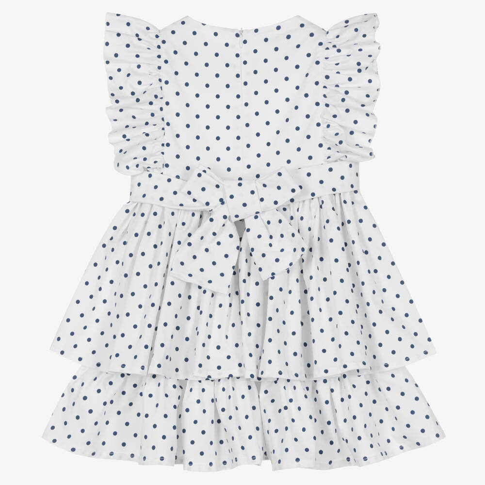 في كلودينغ-فستان قطن منقط لون أبيض وأسود | Childrensalon Outlet