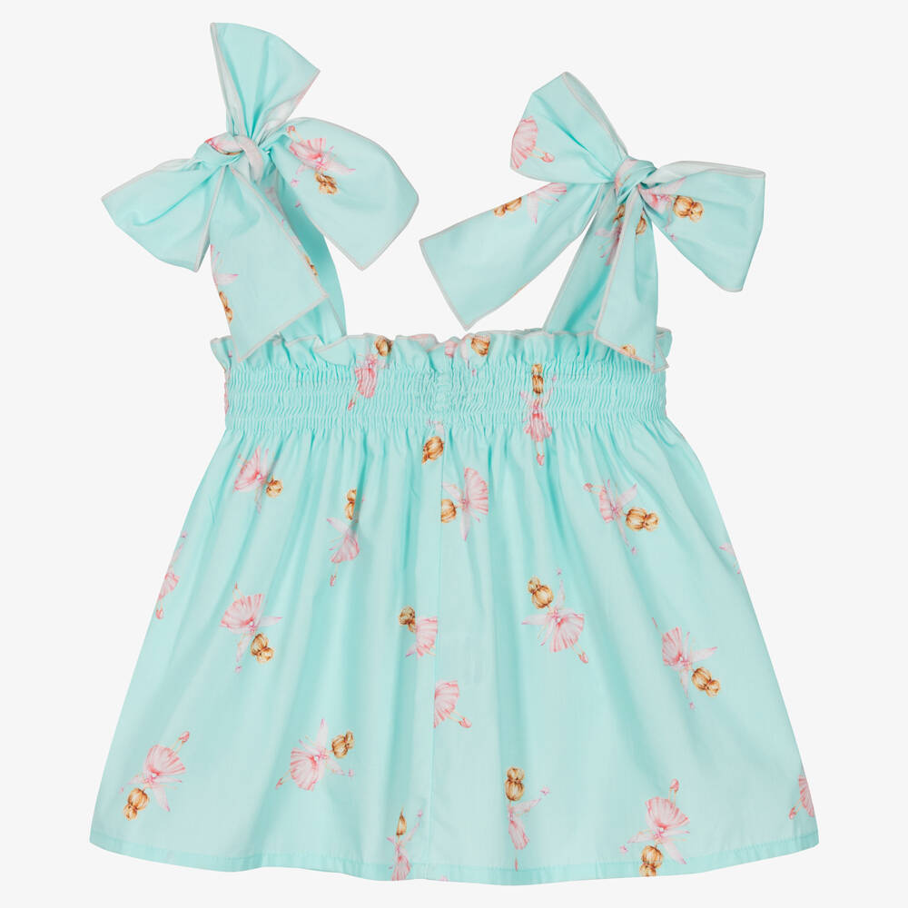 Phi Clothing-Голубой хлопковый топ с балеринами | Childrensalon Outlet