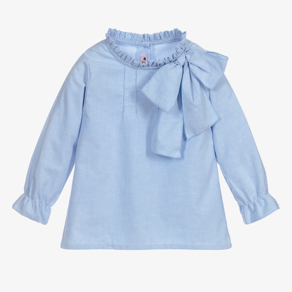 Phi Clothing - Girls Blue Bow Blouse | Childrensalon