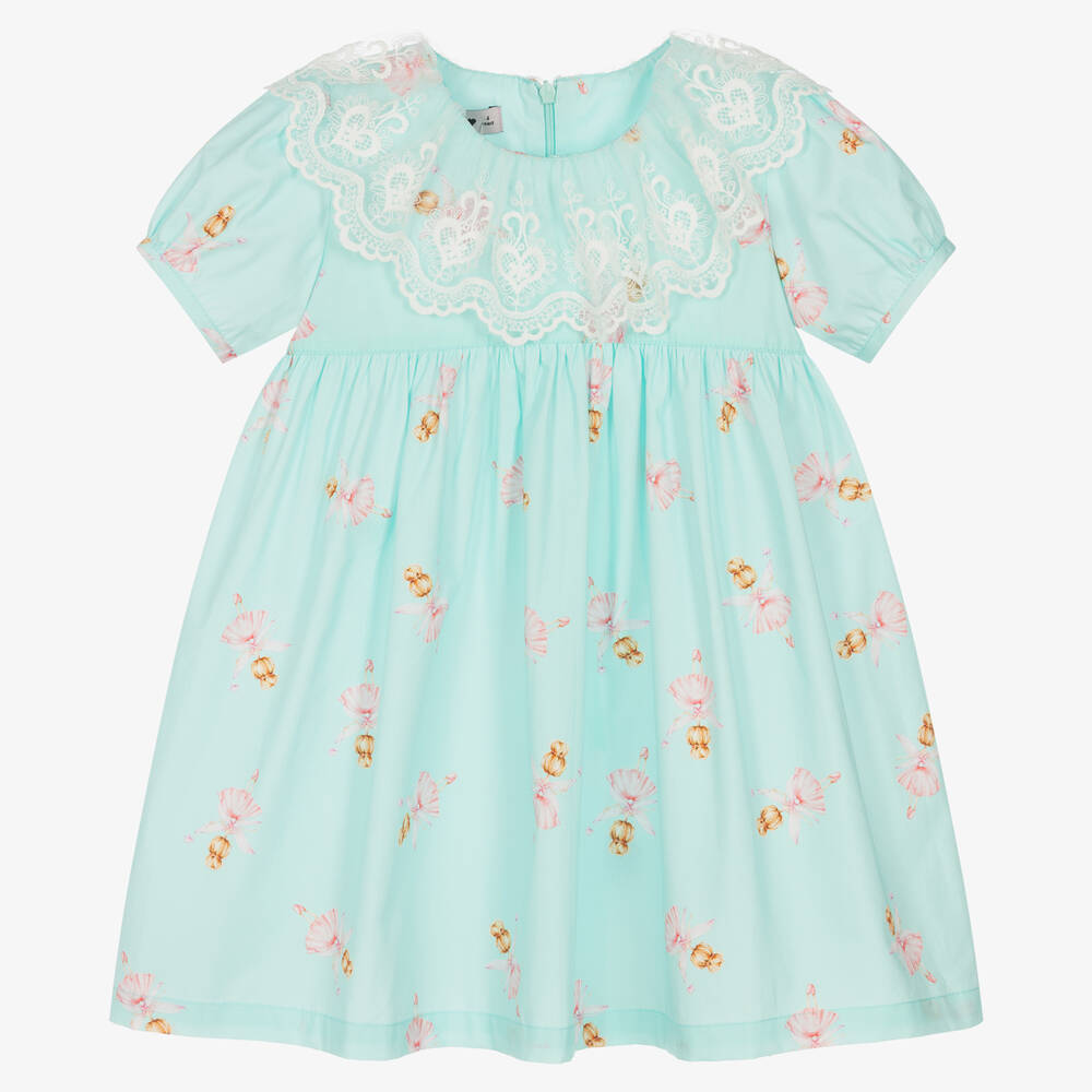 Phi Clothing - Girls Blue Cotton Ballerina Dress | Childrensalon