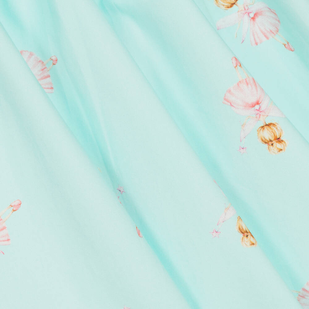 Phi Clothing-Голубое хлопковое платье с балеринами | Childrensalon Outlet