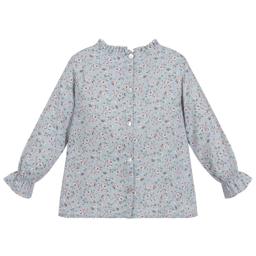 Phi Clothing-Girls Blue Cotton Blouse | Childrensalon Outlet