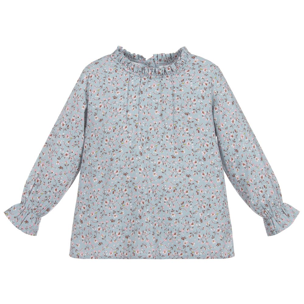 Phi Clothing - Girls Blue Cotton Blouse | Childrensalon