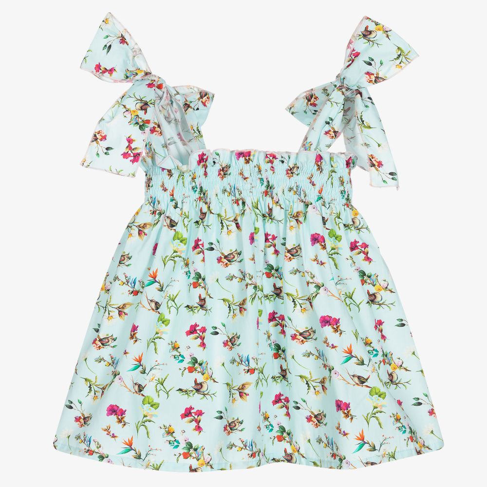 Phi Clothing-بلوز قطن بوبلين لون أزرق للبنات | Childrensalon Outlet