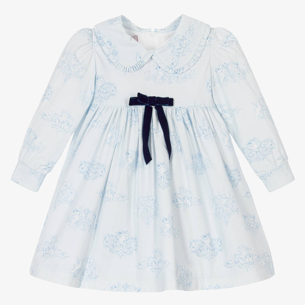 Phi Clothing-Girls Blue Cotton Cherub Dress | Childrensalon Outlet
