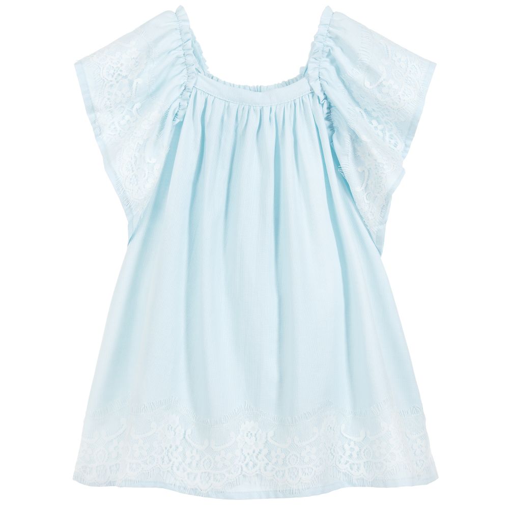 Phi Clothing - Girls Blue Cotton Dress | Childrensalon