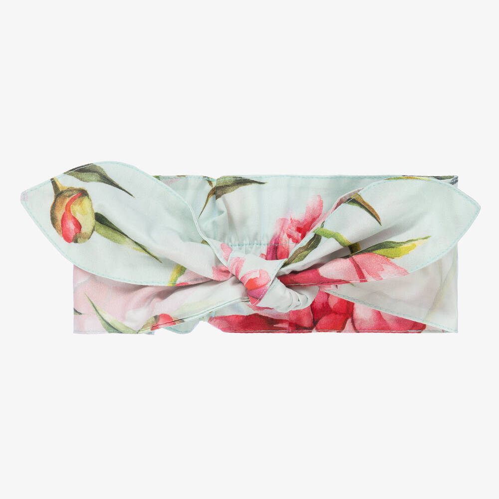 Phi Clothing - Girls Blue Cotton Floral Headband | Childrensalon