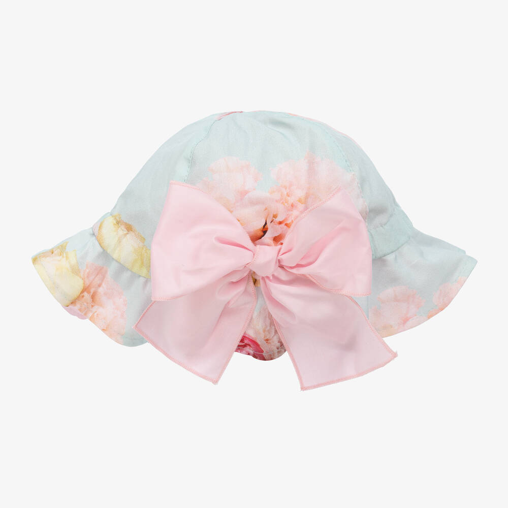 في كلودينغ-قبعة للشمس قطن لون أزرق بطبعة ورود للبنات | Childrensalon Outlet