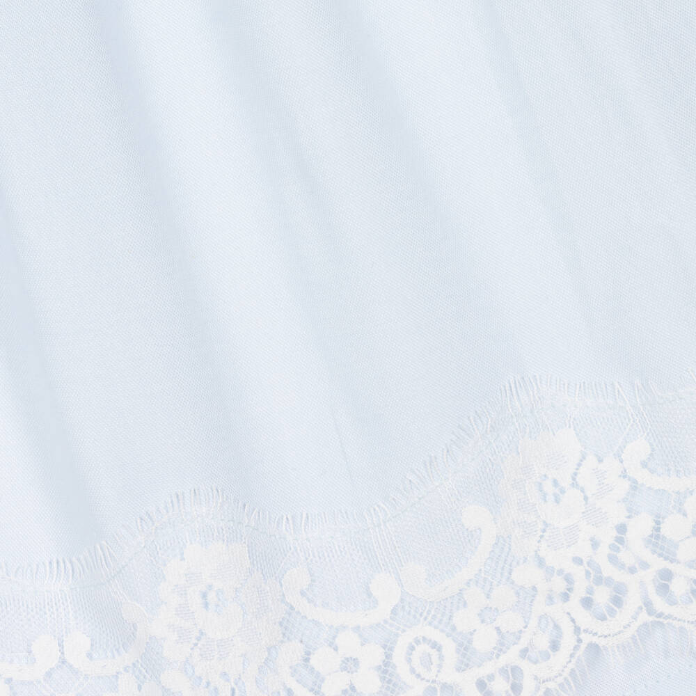 Phi Clothing-Girls Blue Cotton Flutter Lace Dress | Childrensalon Outlet