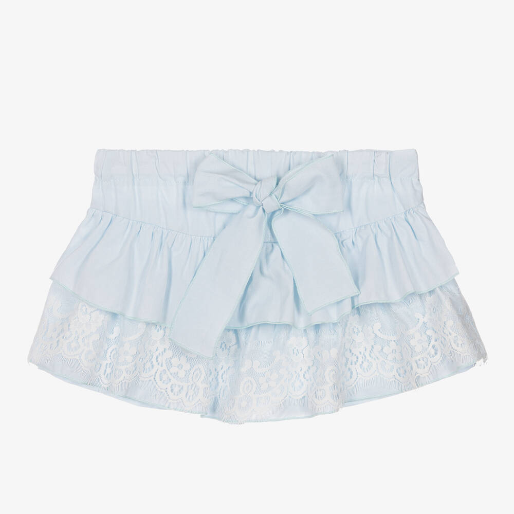 Phi Clothing-Голубая юбка-шорты из хлопка с кружевом для девочек | Childrensalon Outlet