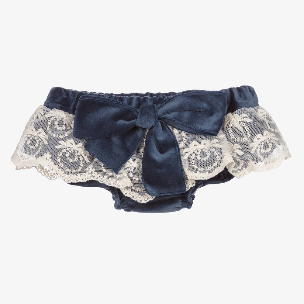 Phi Clothing-Girls Blue Cotton Velvet Bloomer Shorts | Childrensalon Outlet