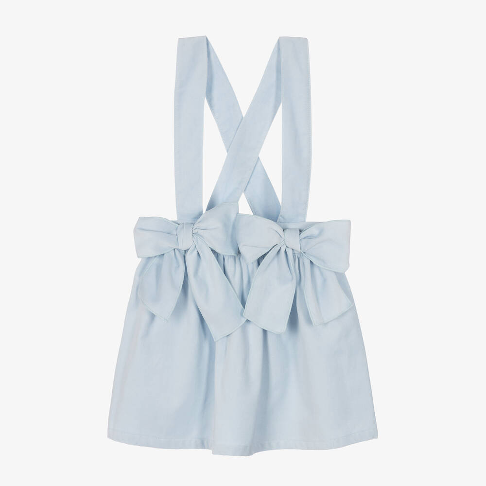 Phi Clothing - Girls Blue Cotton Velvet Bow Skirt | Childrensalon
