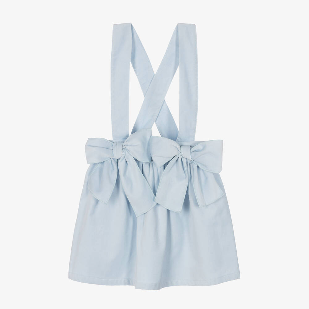 Phi Clothing-تنورة قطن مخمل لون أزرق مزينة بفيونكات | Childrensalon Outlet