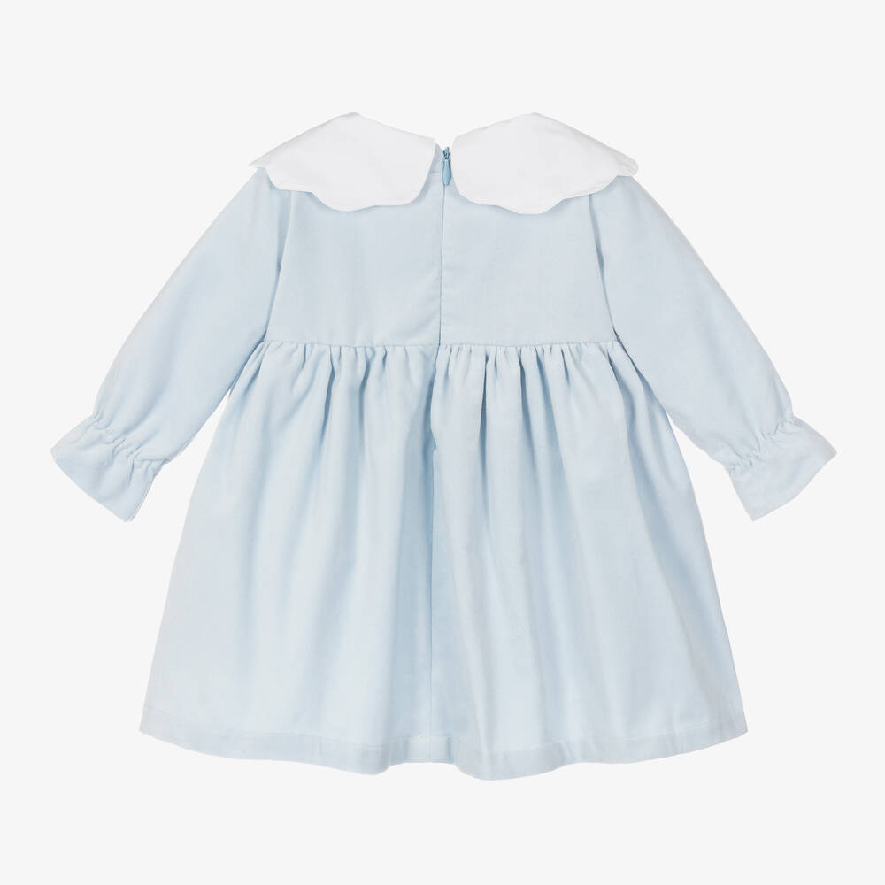 Phi Clothing-Голубое платье из хлопкового бархата | Childrensalon Outlet