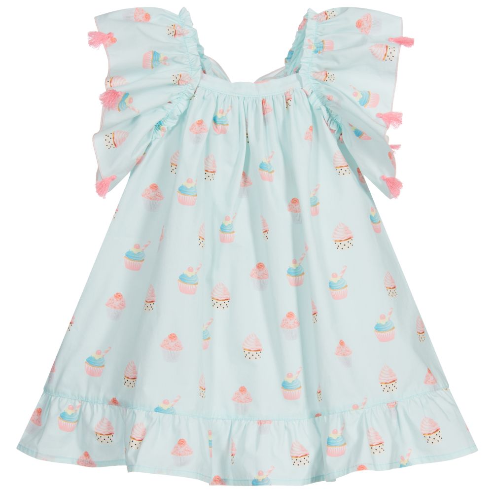 Phi Clothing - Girls Blue Cupcakes Dress | Childrensalon